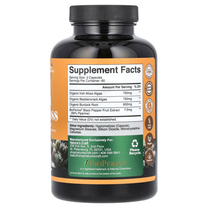 Nature's Craft, Irish Sea Moss, 180 Capsules