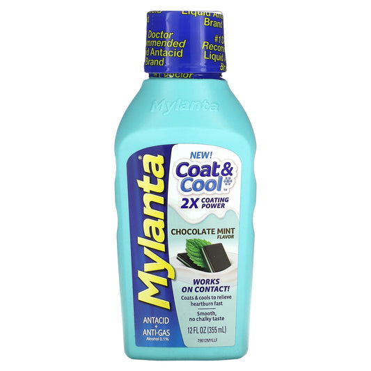 Mylanta, Coat & Cool Antacid + Anti-Gas, Chocolate Mint, 12 fl oz (355 ml)