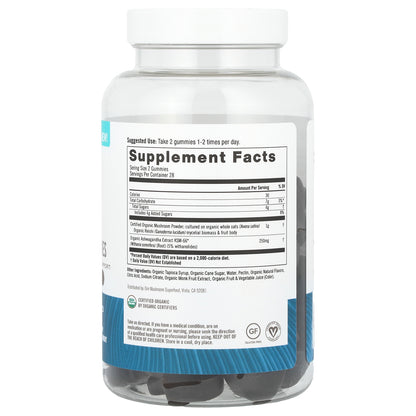 Om Mushrooms, Relax Mushroom Gummies, Blueberry , 56 Vegan Gummies