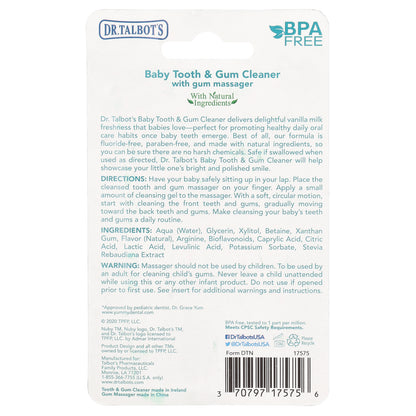 Dr. Talbot's, Baby Tooth & Gum Cleaner with Gum Massager, 0 m+, Vanilla Milk, 2 Piece Set