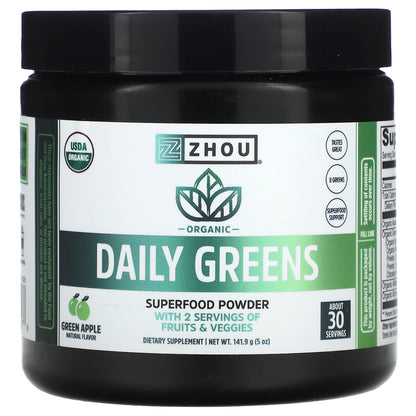 Zhou Nutrition, Organic Daily Greens, Green Apple, 5 oz (141.9 g)