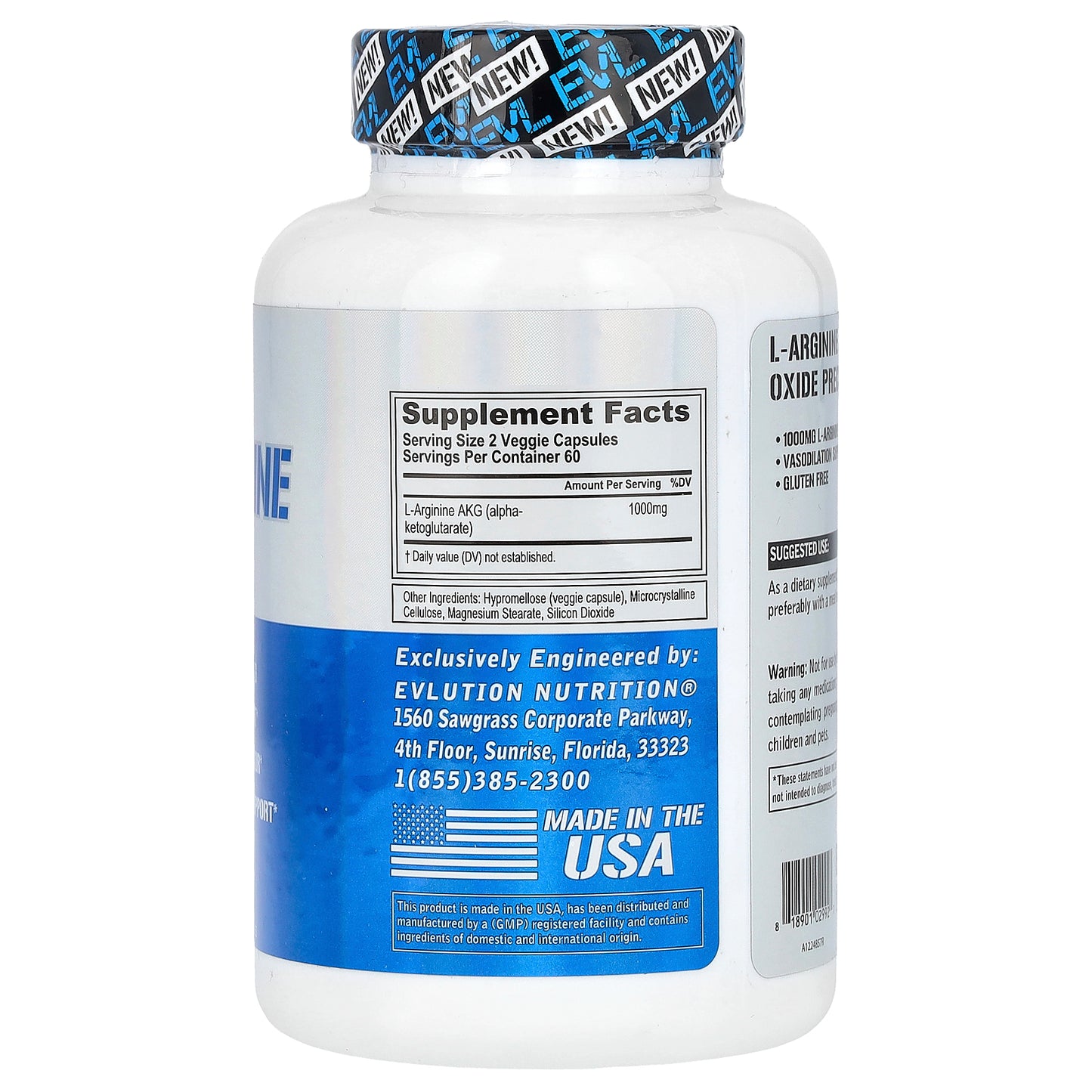 EVLution Nutrition, L-Arginine AKG, 120 Veggie Capsules (500 mg per Capsule)