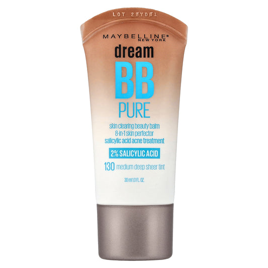 Maybelline, Dream BB Pure, Skin Clearing Beauty Balm, 130 Medium Deep Sheer Tint, 1 fl oz (30 ml)