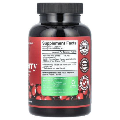 Nature's Craft, Tart Cherry, 120 Capsules (250 mg per Capsule)