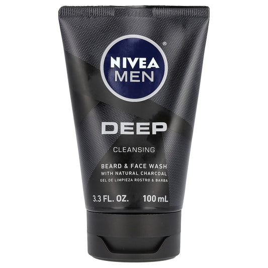 Nivea, Men, Deep Cleansing Beard & Face Wash, with Natural Charcoal, 3.3 fl oz (100 ml)