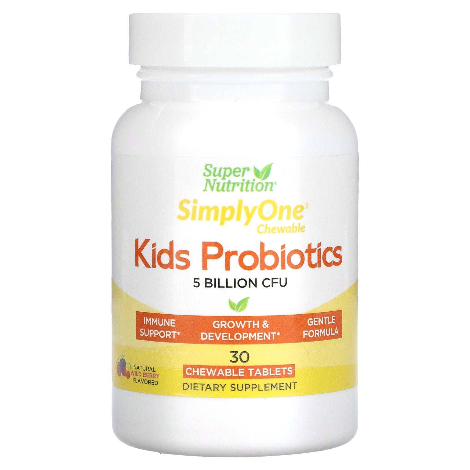 Super Nutrition, Kid’s Probiotics, Wild Berry, 5 Billion CFU, 30 Chewable Tablets