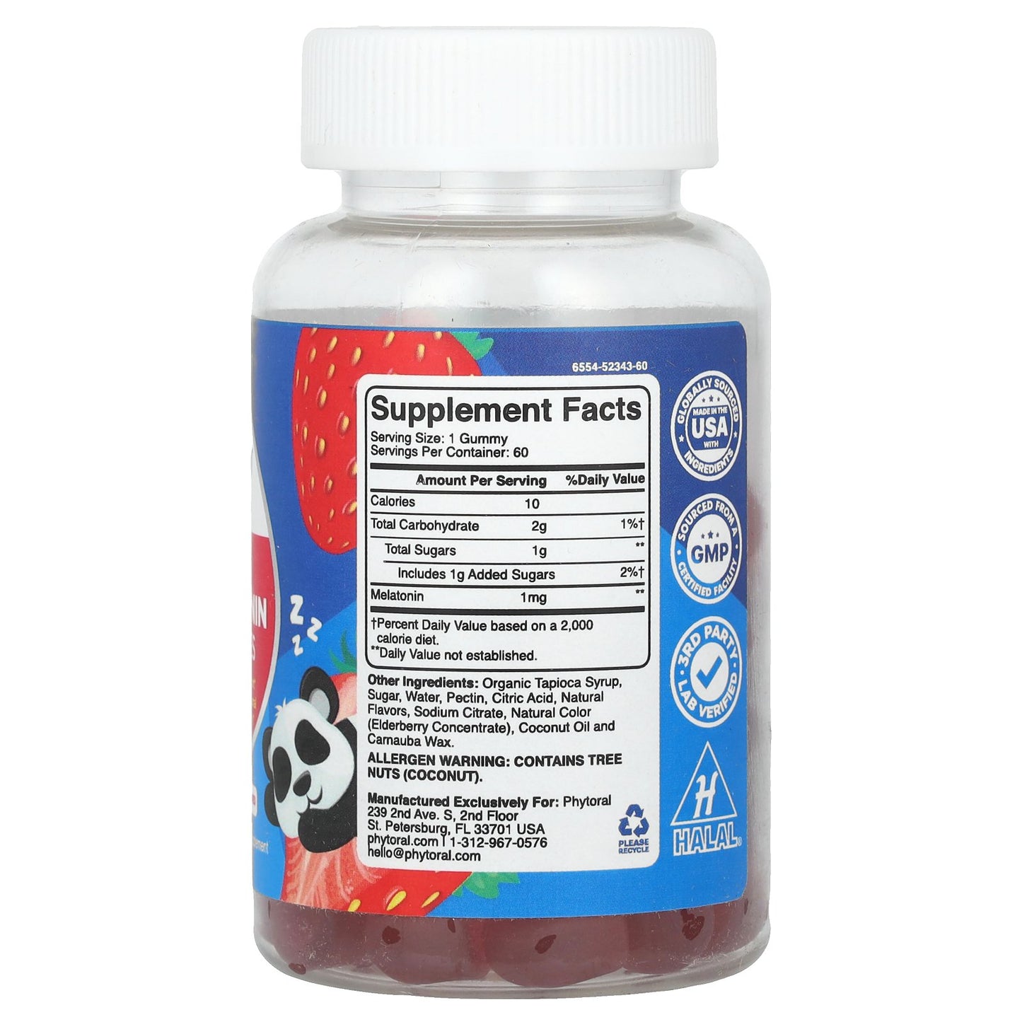 Phytoral, Kids, Melatonin Gummies, Strawberry , 60 Gummies