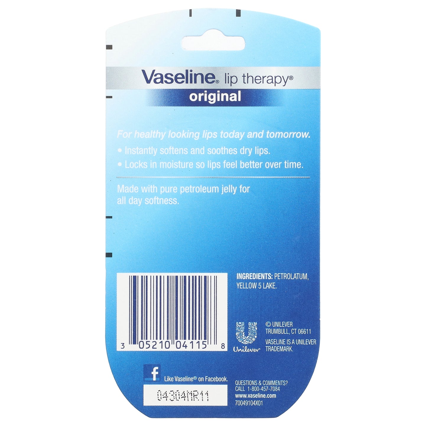 Vaseline, Lip Therapy®, Original Lip Balm, 2 Pack, 0.25 oz (7 g) Each