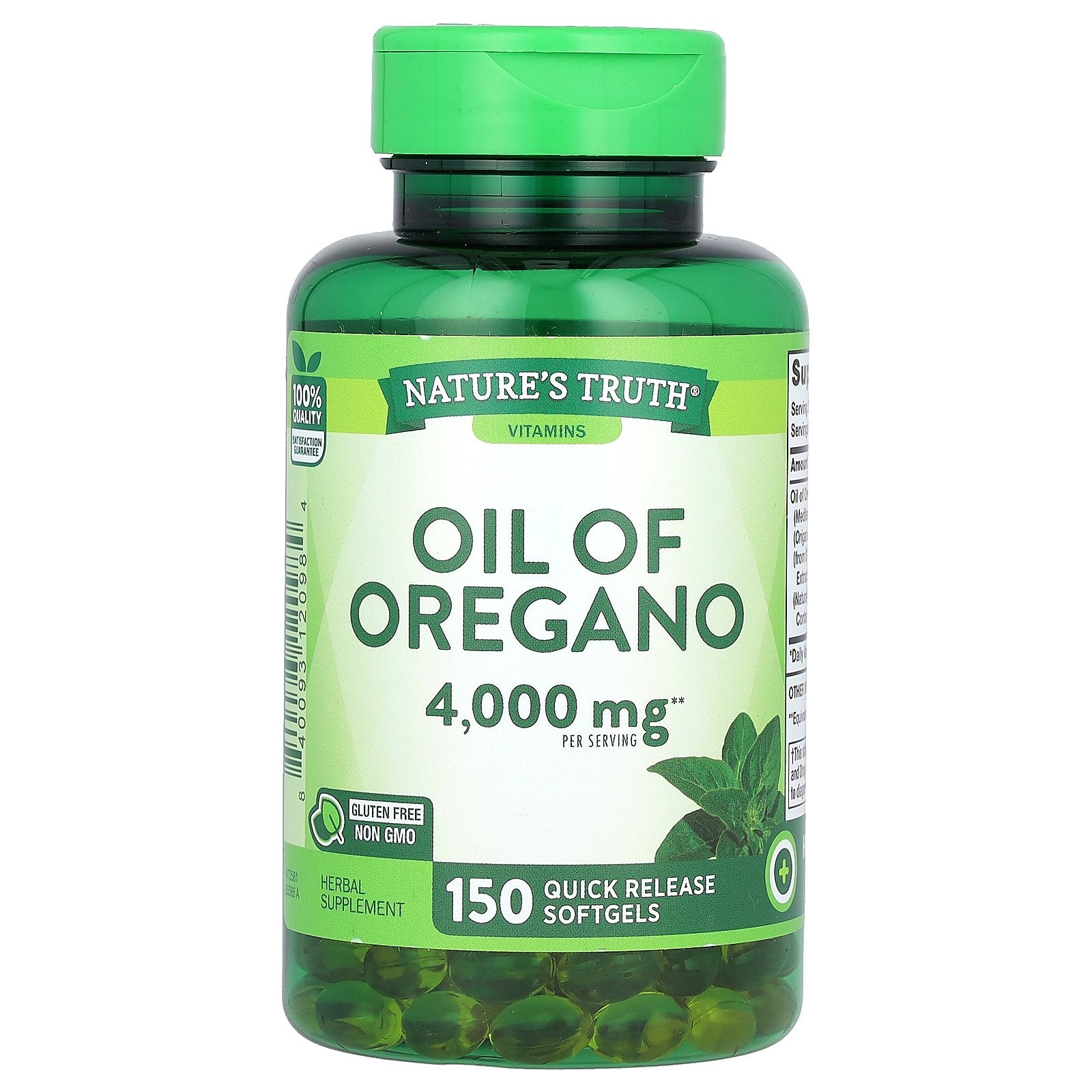 Nature's Truth, Vitamins, Oil Of Oregano, 2,000 mg, 150 Quick Release Softgels