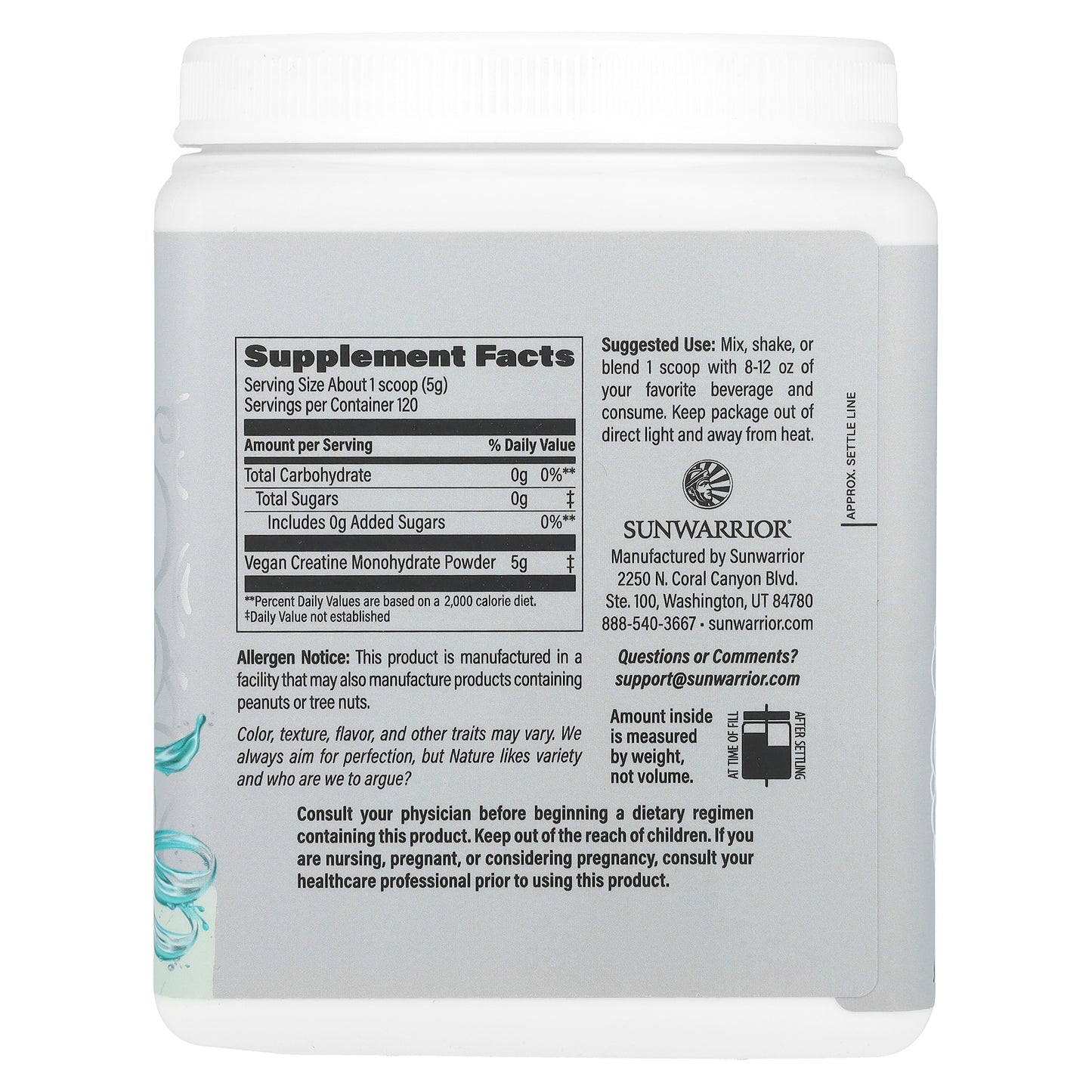 Sunwarrior, Sport, Active Creatine Monohydrate, Unflavored, 1.32 lb (600 g)