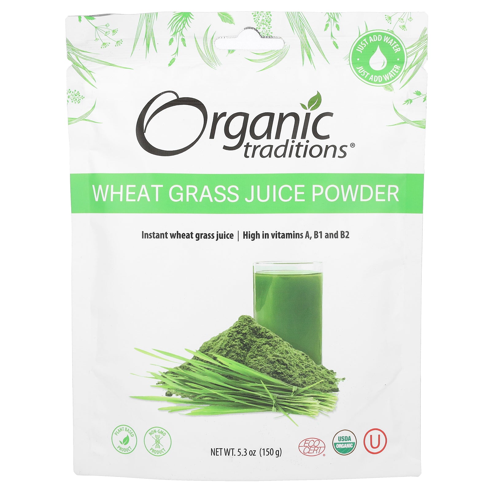 Organic Traditions, Wheat Grass Juice Powder,  5.3 oz (150 g)