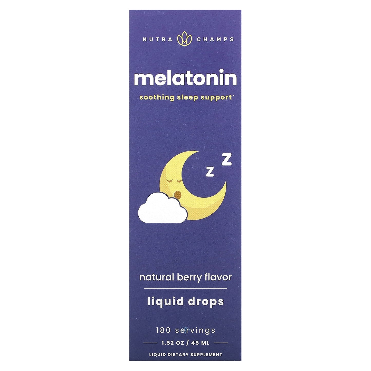 NutraChamps, Melatonin Liquid Drops, Natural Berry, 1 mg, 1.52 oz (45 ml)