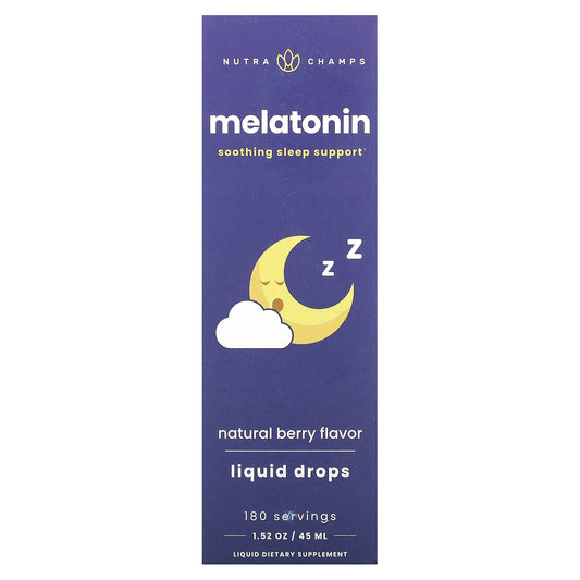 NutraChamps, Melatonin Liquid Drops, Natural Berry, 1 mg, 1.52 oz (45 ml)