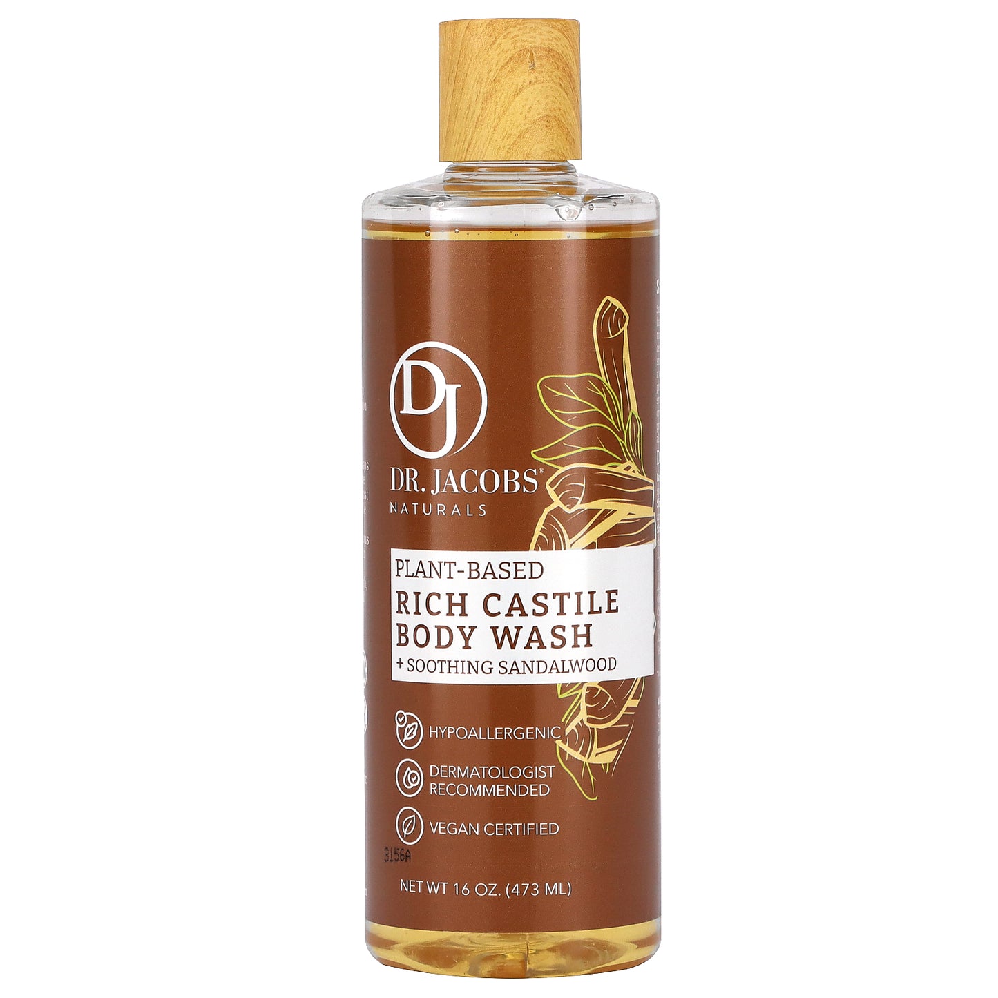Dr. Jacobs Naturals, Plant-Based Rich Castile Body Wash, Soothing Sandalwood, 16 oz (473 ml)