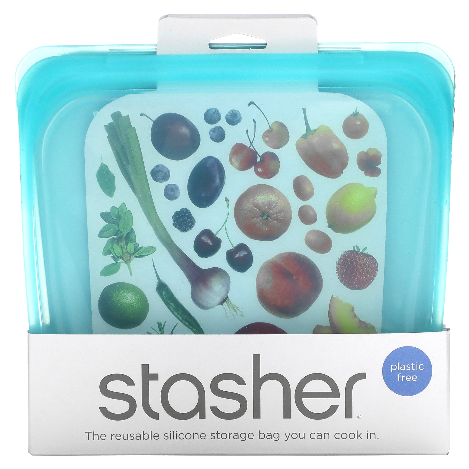 Stasher, Reusable Silicone Food Bag, Sandwich Size, Aqua, 15 fl oz (450 ml)