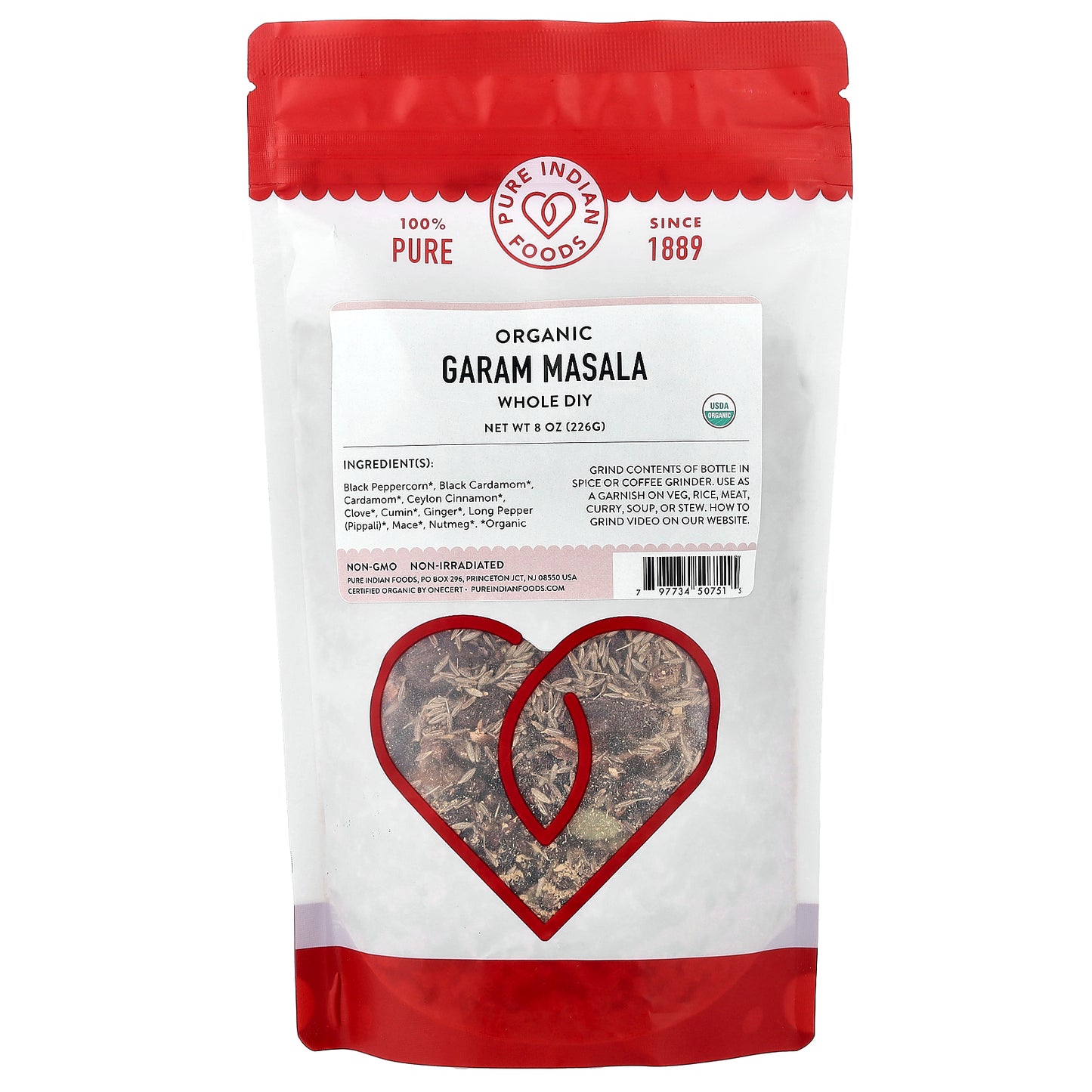 Pure Indian Foods, Organic Garam Masala, Whole DIY, 8 oz (226 g)