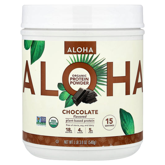 Aloha, Organic Protein Powder, Chocolate, 1 lb 3 oz (540 g)