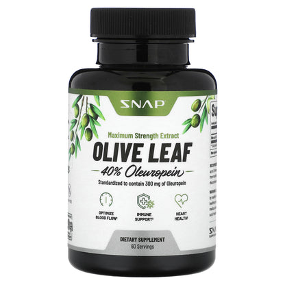 Snap Supplements, Olive Leaf, Maximum Strength, 750 mg, 60 Capsules