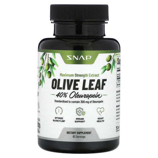 Snap Supplements, Olive Leaf, Maximum Strength, 750 mg, 60 Capsules