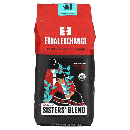 Equal Exchange, Organic Sisters' Blend, Drip Grind, Full City Roast, 16 oz (454 g)