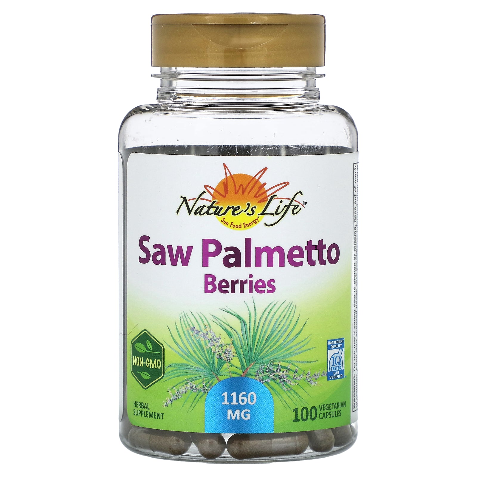 Nature's Life, Saw  Palmetto Berries, 1,160 mg, 100 Vegetarian Capsules (580 mg per Capsule)