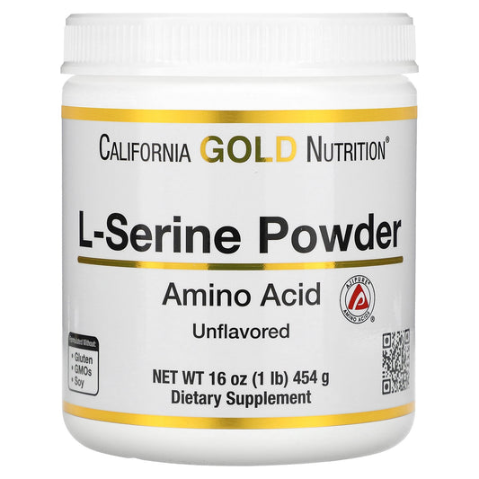 California Gold Nutrition, L-Serine Powder, AjiPure Amino Acid, Unflavored Powder, 1 lb (454 g)