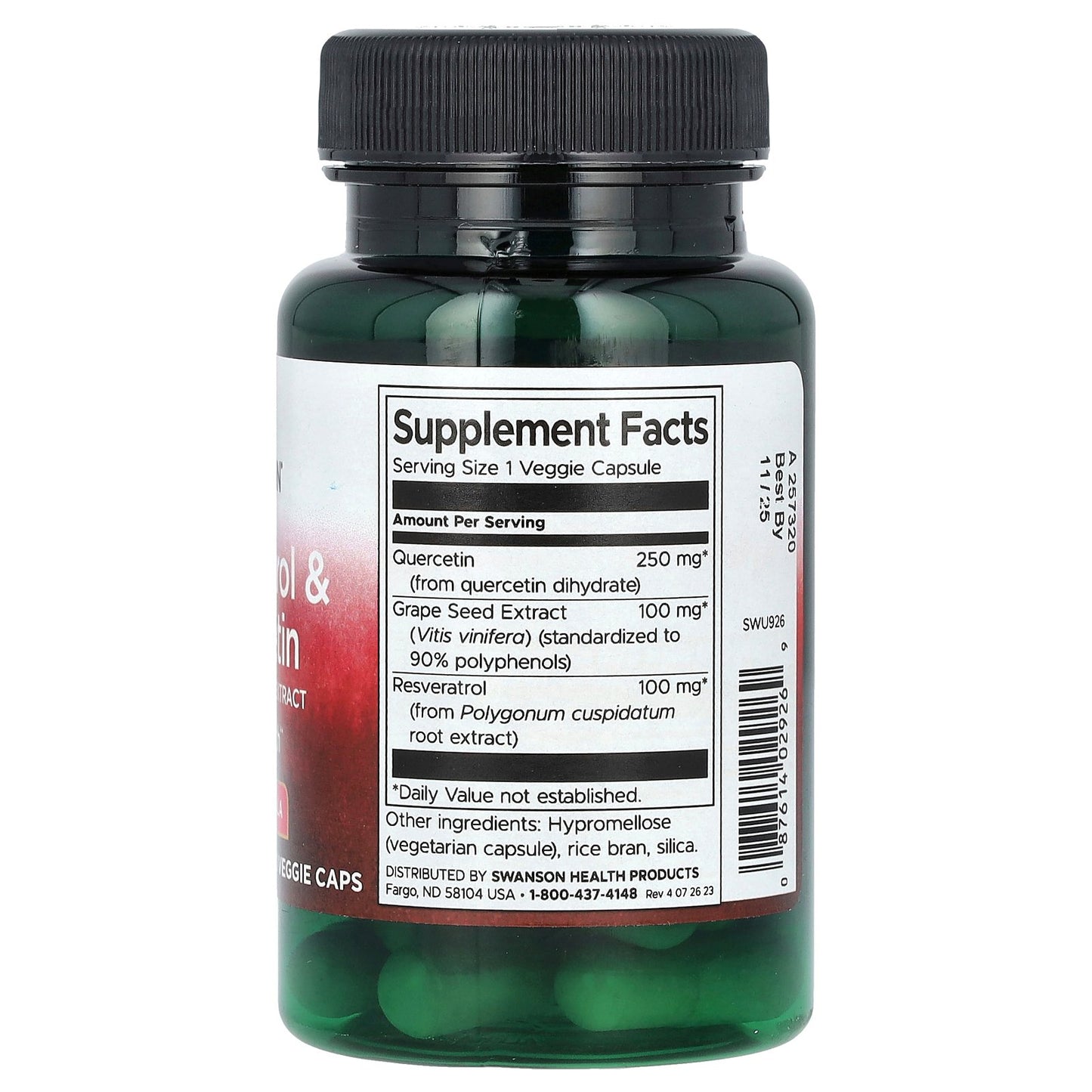 Swanson, Resveratrol & Quercetin with Grape Seed Extract, 30 Veggie Caps