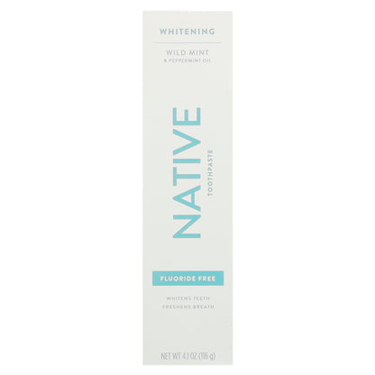 Native, Whitening Toothpaste, Fluoride Free, Wild Mint & Peppermint Oil, 4.1 oz (116 g)