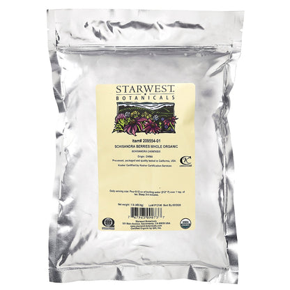 Starwest Botanicals, Organic Schisandra Berries, Whole , 1 lb (453.6 g)