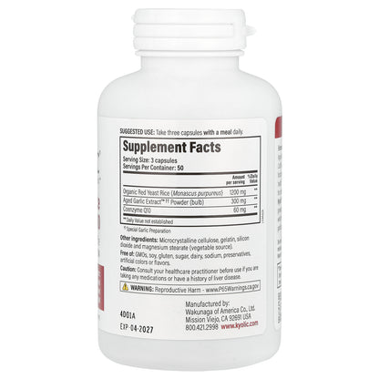 Kyolic, Aged Garlic Extract™, Red Yeast Rice plus CoQ10, Formula 114, 150 Capsules