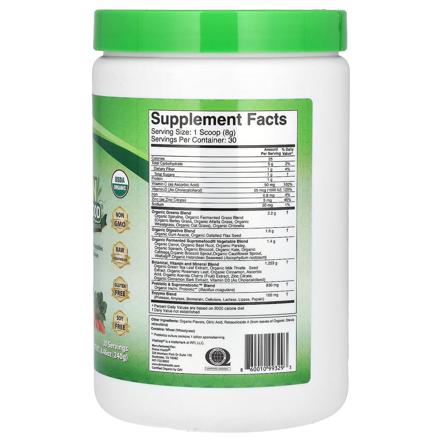 Divine Health, Fermented Green Supremefood®, 8.46 oz (240 g)