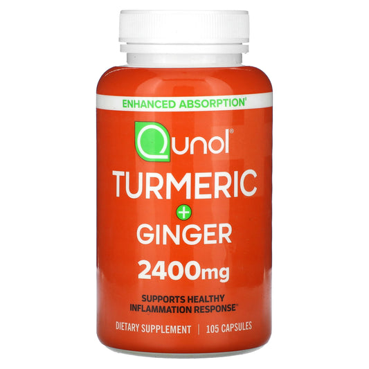 Qunol, Turmeric + Ginger, 2,400 mg, 105 Capsules (800 mg per Capsule)