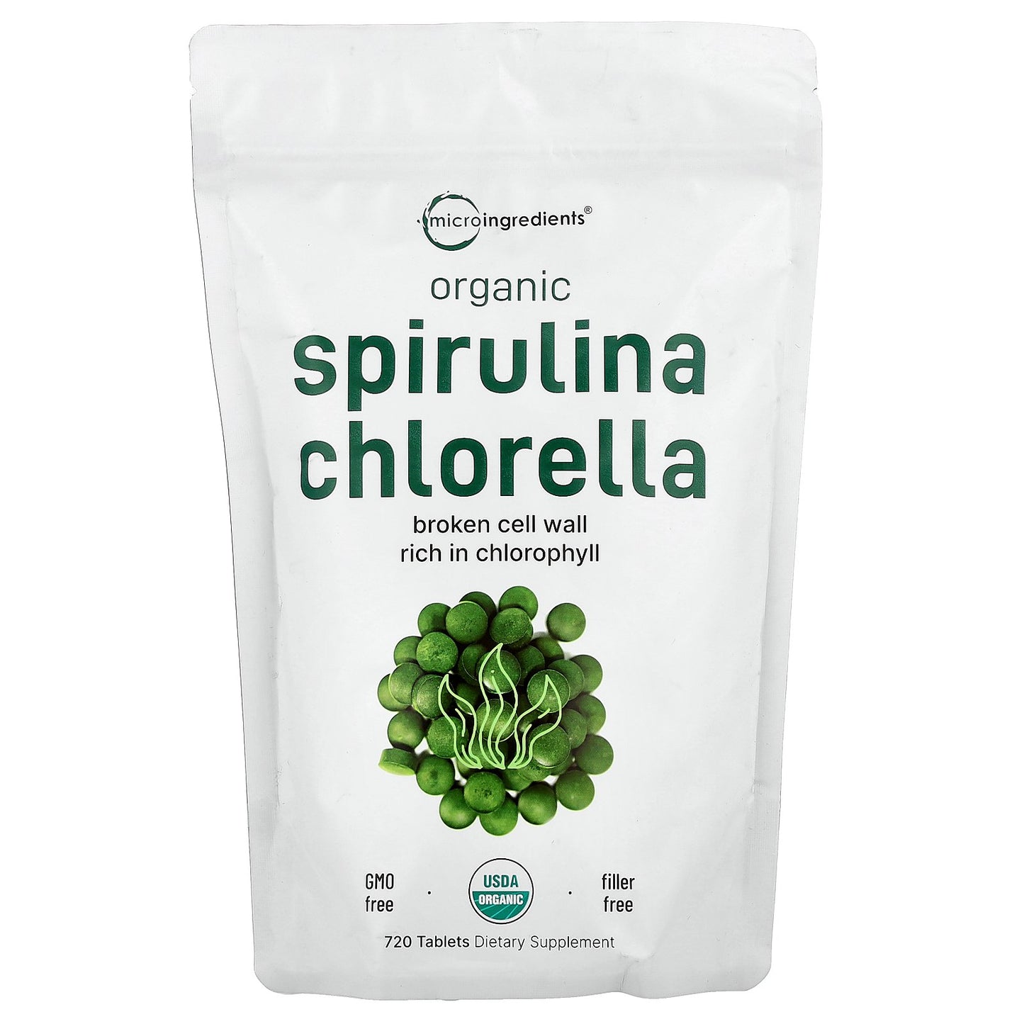 Micro Ingredients, Organic Spirulina Chlorella, 720 Tablets