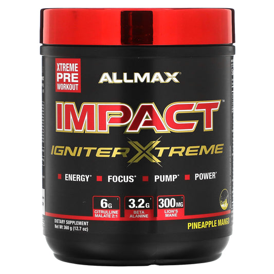 ALLMAX, IMPACT™ IGNITER XTREME, Pre-Workout, Pineapple Mango, 12.7 oz (360 g)