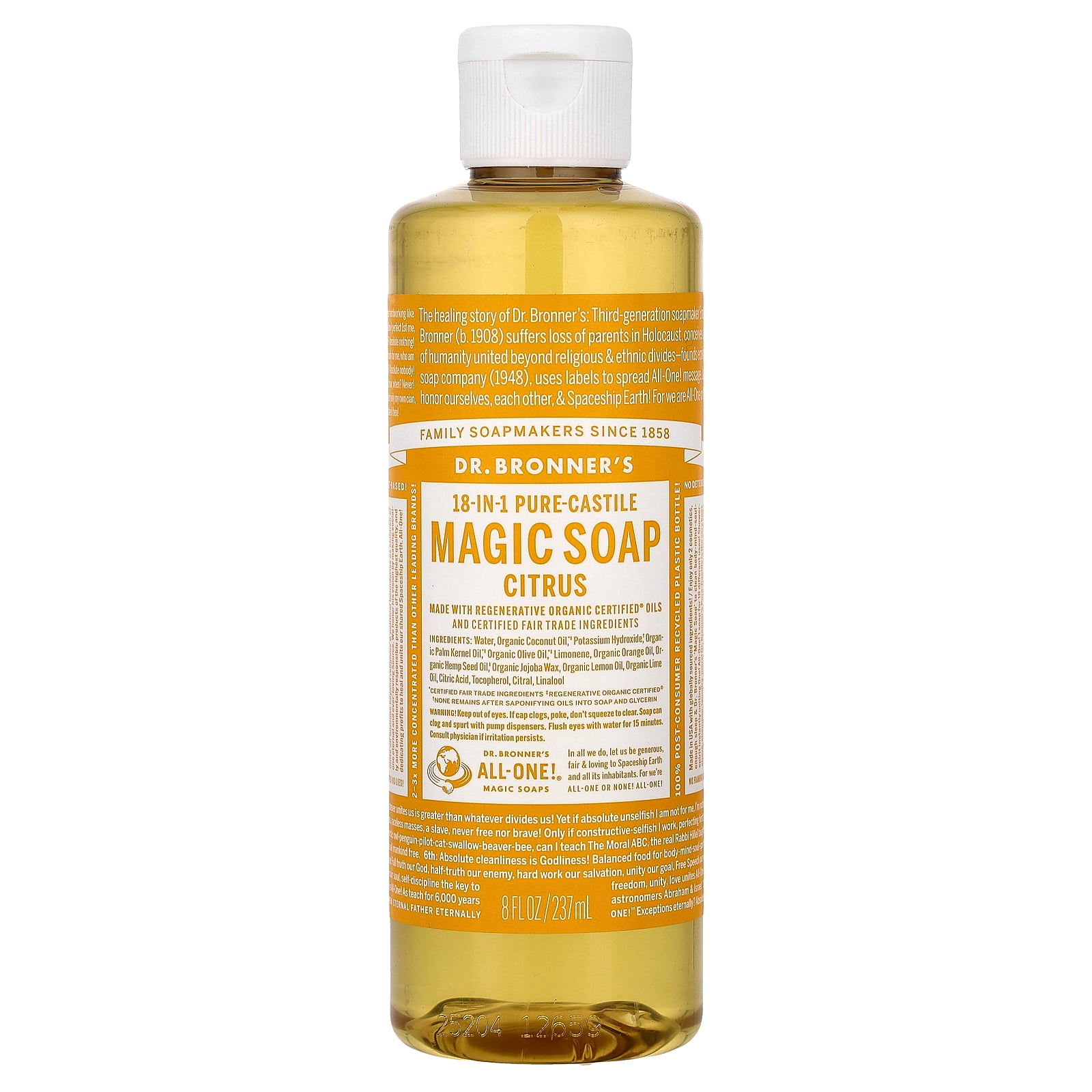 Dr. Bronner's, 18-IN-1 Pure-Castile Magic Soap Citrus, 8 fl oz