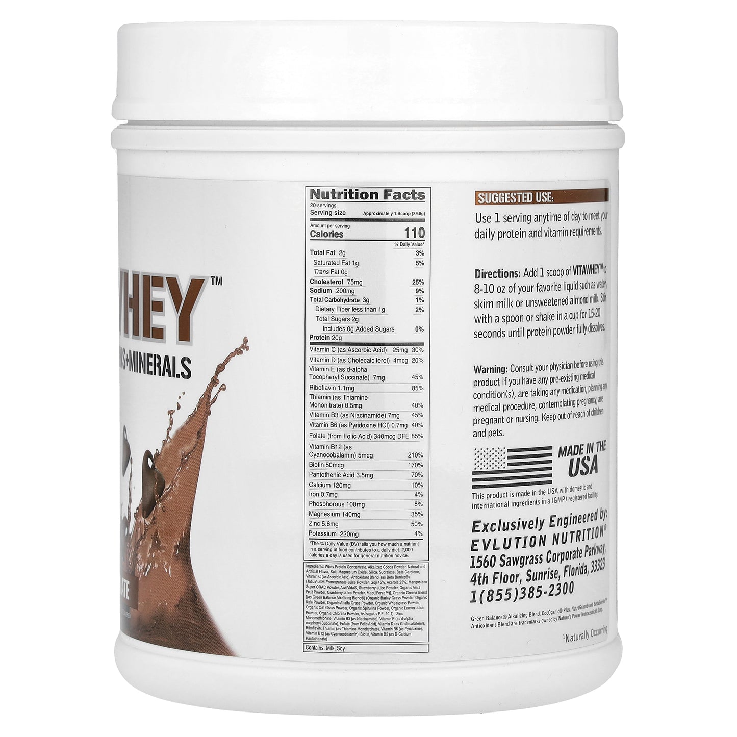 EVLution Nutrition, VitaWhey™, Chocolate, 21 oz (596 g)