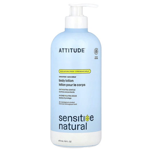 ATTITUDE, Sensitive Natural, Body Lotion, Unscented, 16 fl oz (473 ml)