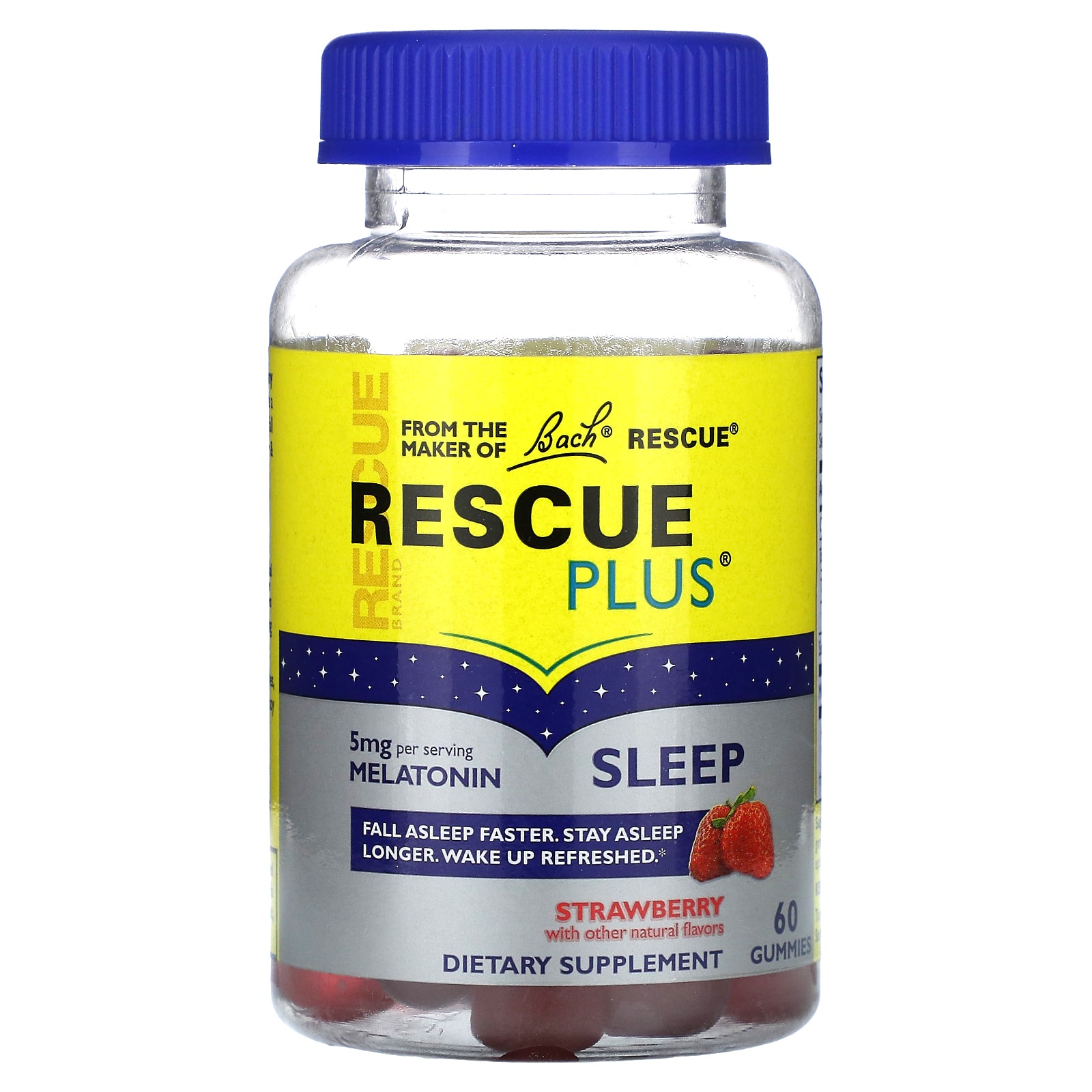 Bach, Rescue Plus, Sleep Gummies, Strawberry, 60 Gummies (2.5 mg per Gummy)