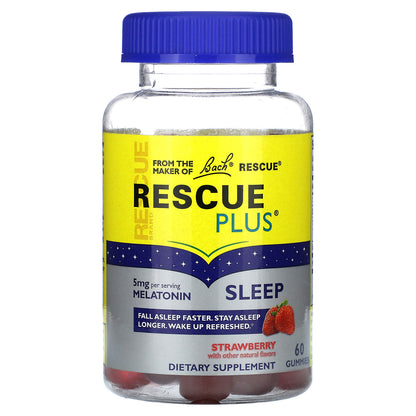 Bach, Rescue Plus, Sleep Gummies, Strawberry, 60 Gummies (2.5 mg per Gummy)