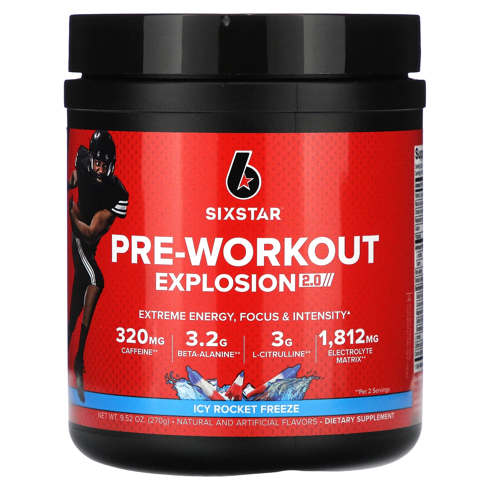 SIXSTAR, Pre-Workout Explosion 2.0, Icy Rocket Freeze, 9.52 oz (270 g)