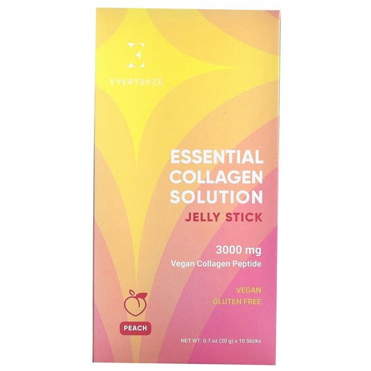 Everydaze, Essential Collagen Solution Jelly Stick, Peach, 3,000 mg, 10 Sticks, 0.7 oz (20 g) Each