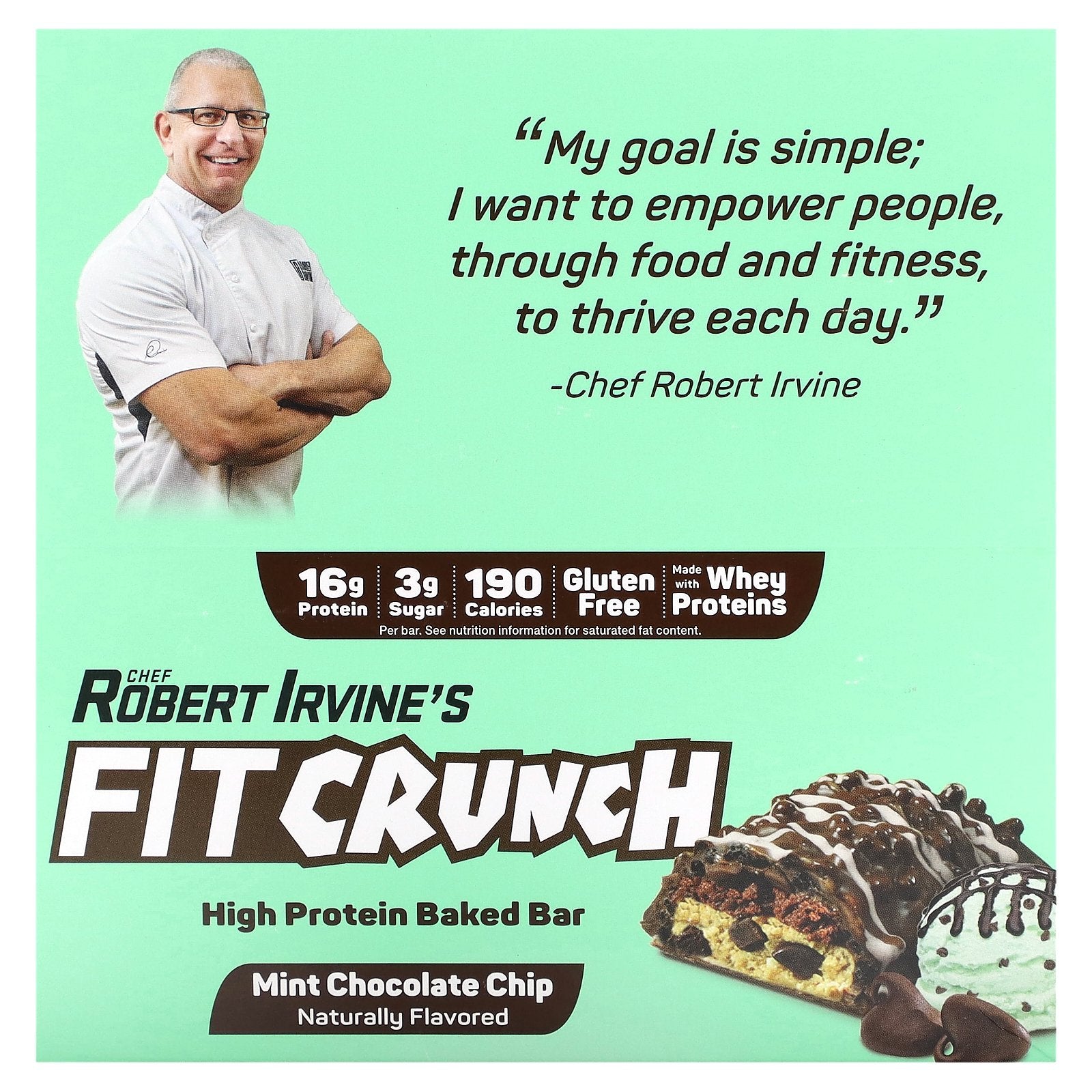 FITCRUNCH, High Protein Baked Bar, Mint Chocolate Chip, 9 Bars, 1.62 oz (46 g) Each