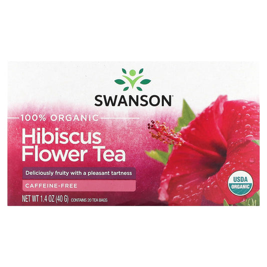 Swanson, Hibiscus Flower Tea, Caffeine-Free, 20 Tea Bags, 1.4 oz (40 g)