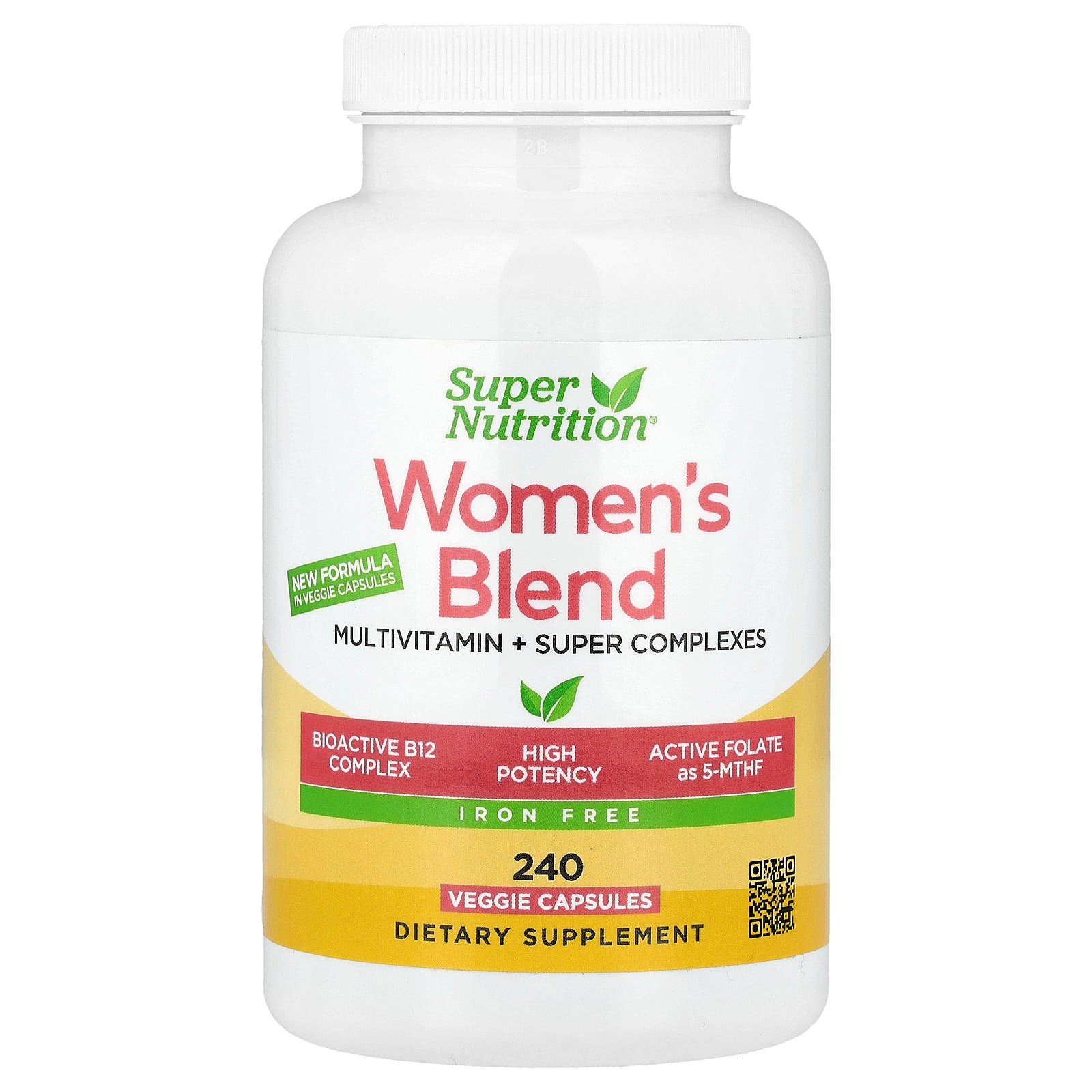 Super Nutrition, Women's Multivitamin with Super Balancing Botanicals, Greens, Spices and Vitamin A, Iron Free, 240 Veggie Capsules
