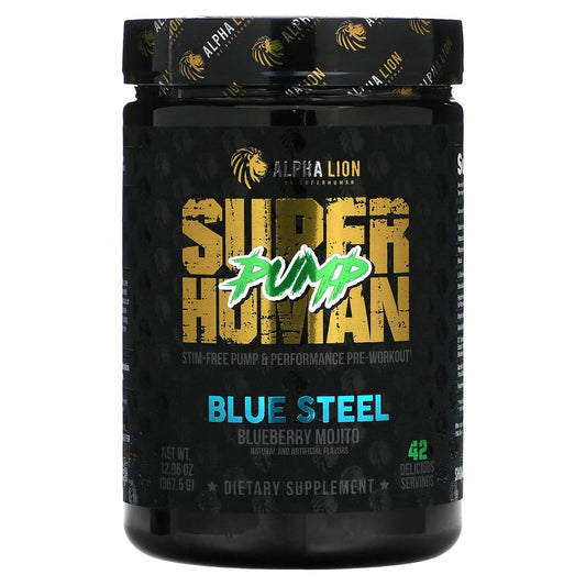 ALPHA LION, SuperHuman Pump, Blue Steel, Blueberry Mojito, 12.96 oz (367.5 g)