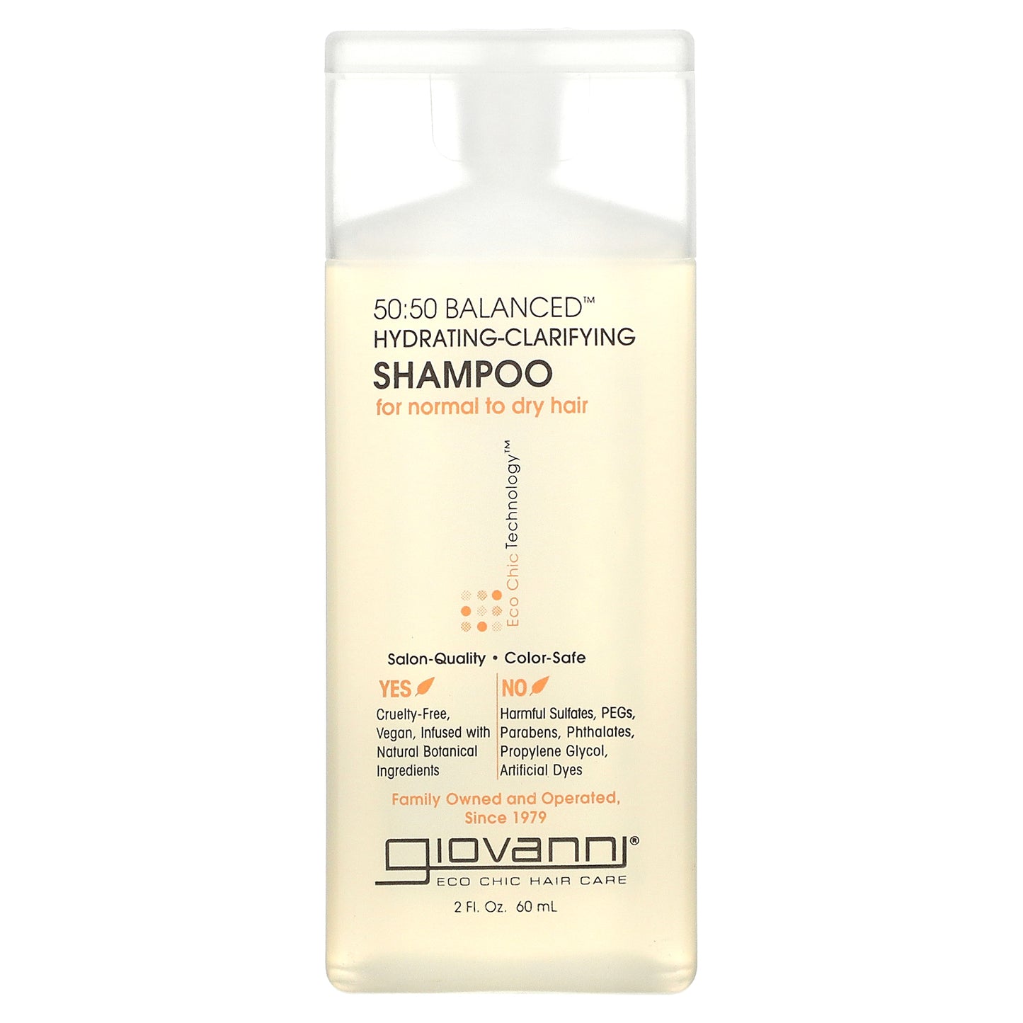 Giovanni, 50:50 Balanced, Hydrating-Clarifying Shampoo, For Normal to Dry Hair, 2 fl oz (60 ml)