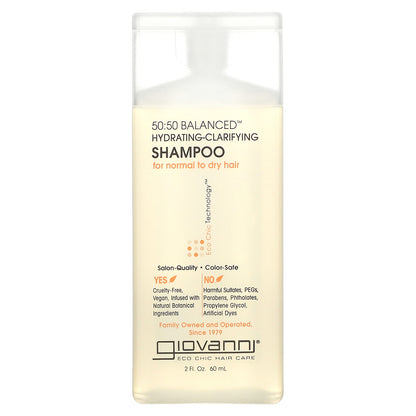 Giovanni, 50:50 Balanced, Hydrating-Clarifying Shampoo, For Normal to Dry Hair, 2 fl oz (60 ml)