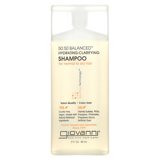 Giovanni, 50:50 Balanced, Hydrating-Clarifying Shampoo, For Normal to Dry Hair, 2 fl oz (60 ml)