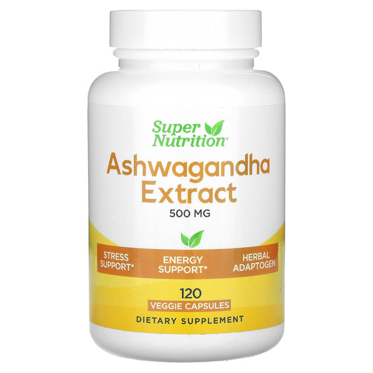 Super Nutrition, Ashwagandha, 500 mg, 120 Veggie Capsules