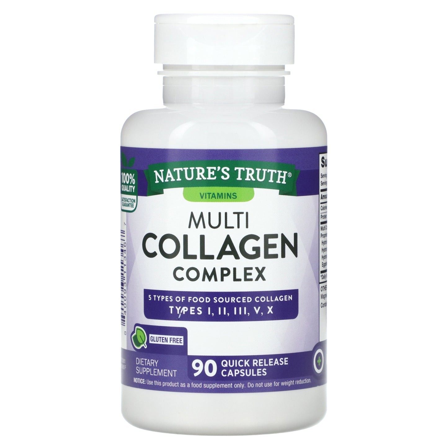 Nature's Truth, Multi Collagen Peptides, 90 Quick Release Capsules (500 mg per Capsule)